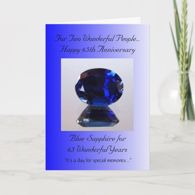 Carte Sapphire Personnalisé 65e anniversaire de Mariage (Devant)
