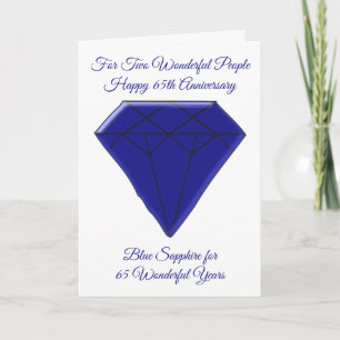 Carte Sapphire Personnalisé 65e anniversaire de Mariage