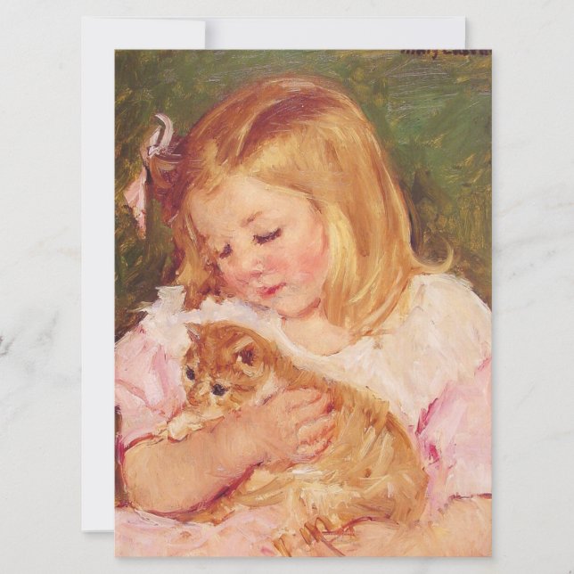 Carte Sara Holding a Cat (par Mary Cassatt) (Devant)