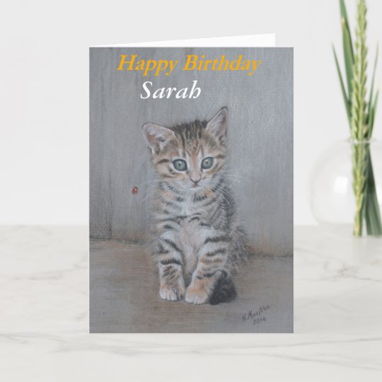 Carte Sarah Chaton Art De Joyeux Anniversaire Zazzle Fr