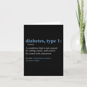 Carte Sarcasme amusant T1D Diabète Définition Sensibilis