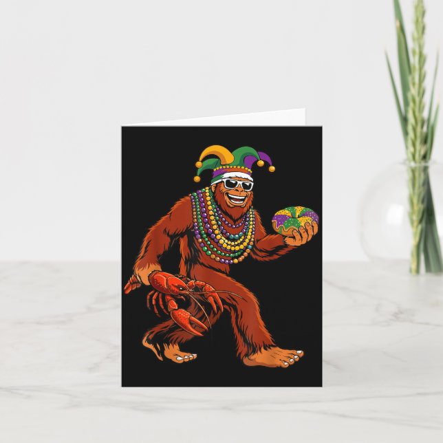 Carte Sasquatch Mardi Gras Bigfoot Parade Beads King Cak (Devant)