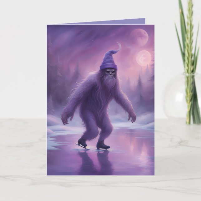 Carte Sasquatch sur glace en violets Juste parce que  (Devant)