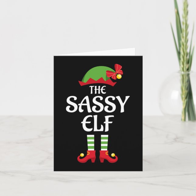 Carte Sassy Elf Family Matching Group Noël (Devant)