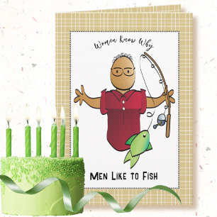 Carte Sassy Fishing Ethnic Homme Cartoon Joie Anniversai