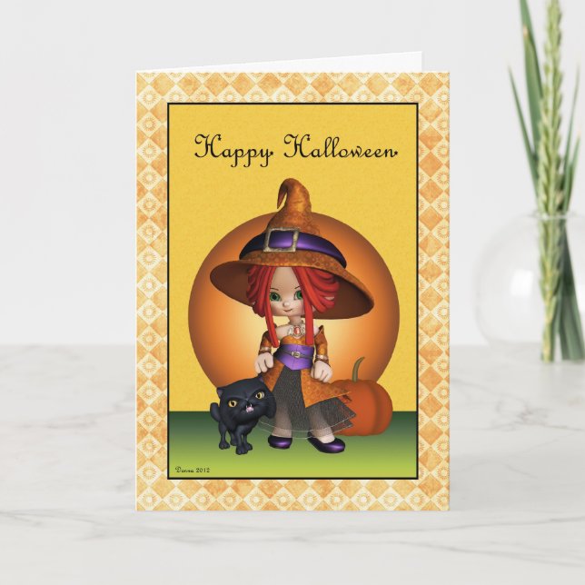 Carte Sassy Witch Happy Halloween Greeting Card (Devant)