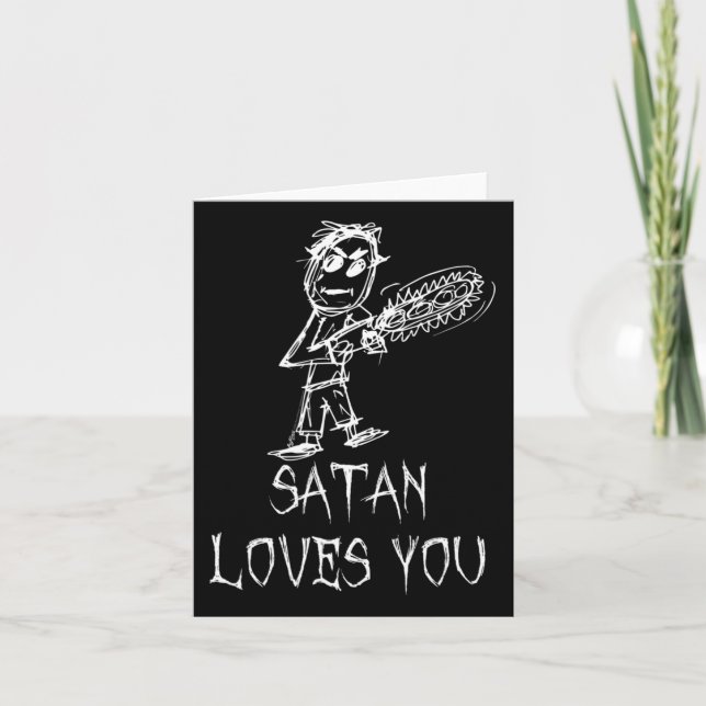 Carte Satan vous aime Halloween Costume Mot Design (Devant)