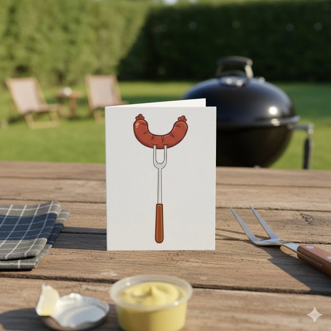 Carte Saucisse grillée sur fourchette de barbecue (Créateur téléchargé)