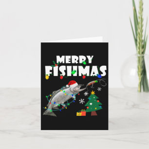 Carte Saumon Steelhead Merry Fishmas Noël King Trou