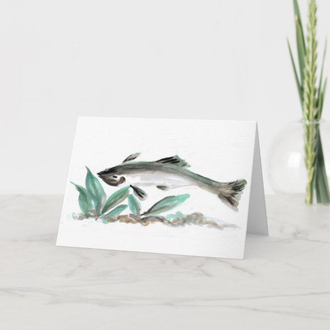 Carte Saumon, Sumi-e (Devant)