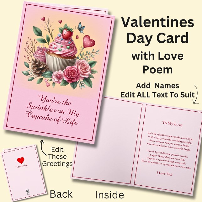 Carte Saupoudrer sur le gâteau avec poème d'amour Valent (Créateur téléchargé)