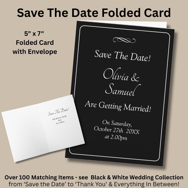 Carte Sauvegarder la date - Noir & Blanc avec défilement (Créateur téléchargé)