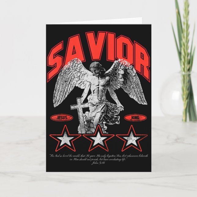 Carte Sauveur - Verset de la Bible chrétienne Foi  (Devant)
