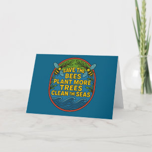 Carte Sauvez les abeilles Plante Plus d'arbres Nettoyer 