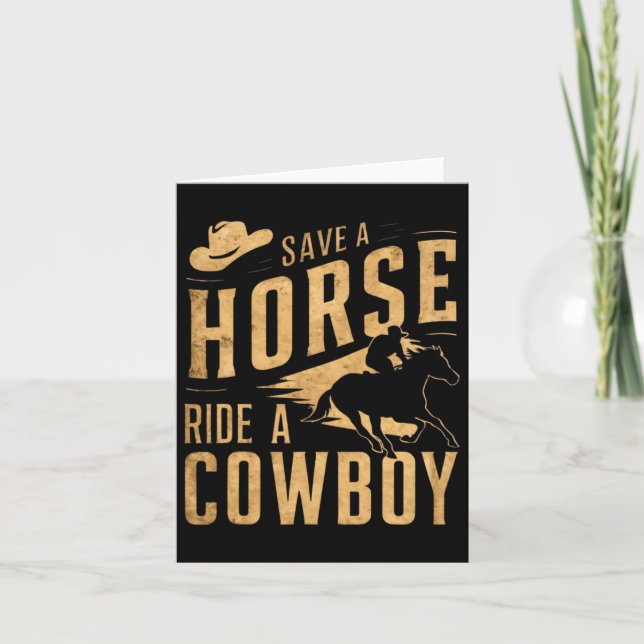 Carte Sauvez Une Balade À Cheval Un Cowboy Drôle Rodeo H (Devant)