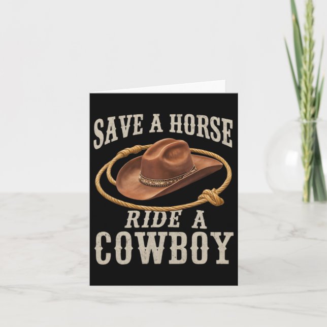 Carte Sauvez Une Balade À Cheval Un Cowboy Drôle Rodeo H (Devant)