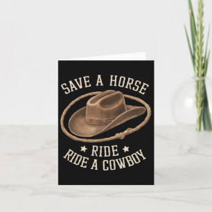 Carte Sauvez Une Balade À Cheval Un Cowboy Drôle Rodeo H