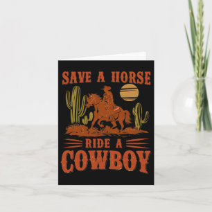 Carte Sauvez Une Balade À Cheval Un Cowboy Drôle Rodeo H