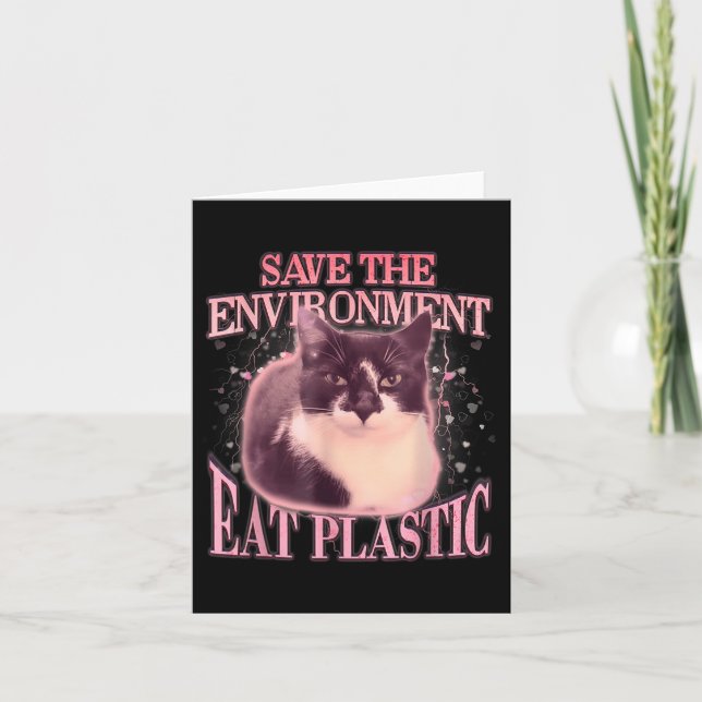 Carte Sauvons L'Environnement Manger Plastique Silly Cha (Devant)