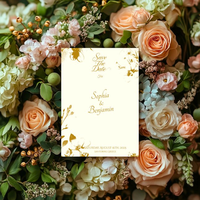 Carte "Save the Date" Élégante aux Fleurs d'Ivoire (Créateur téléchargé)
