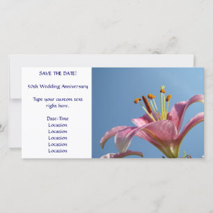 Carte SAVE THE DATE Fleur de Lys Rose Ciel Bleu