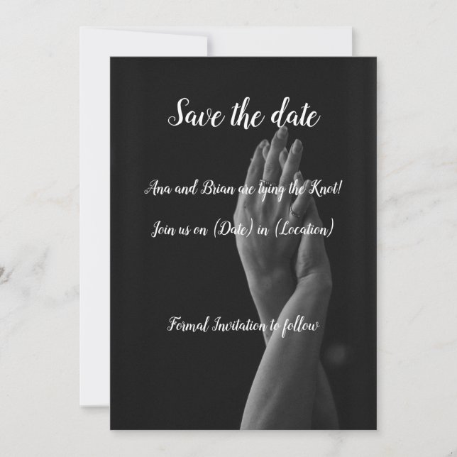 Carte "Save the Date" monochrome élégante (Devant)
