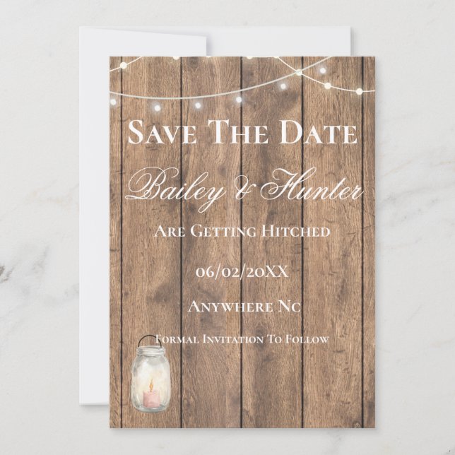 Carte "Save the Date" pour un mariage champêtre ad (Devant)