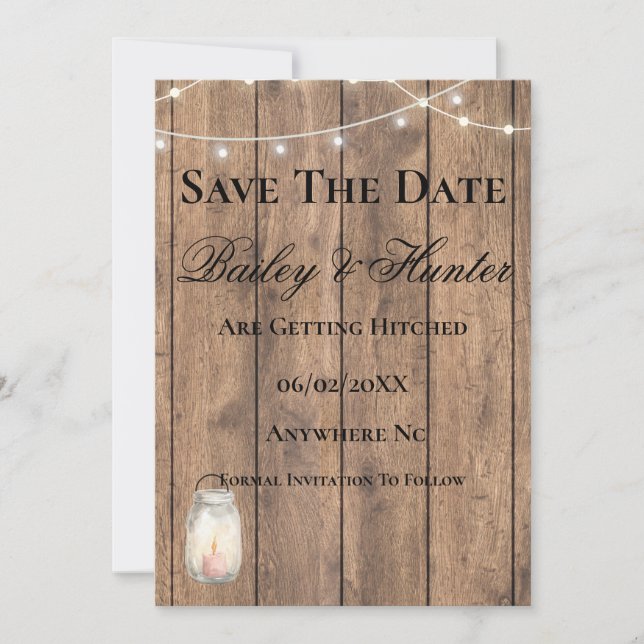 Carte "Save the Date" pour un mariage champêtre ad (Devant)