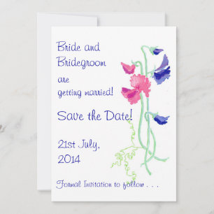 Carte 'Save the Date' rose et bleue Sweet Pea