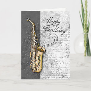 Carte Saxophone cool Musicien Jazz Rock & Roll Anniversa