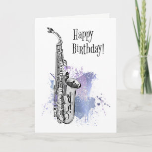 Carte Saxophone cool Musicien Jazz Rock & Roll Anniversa