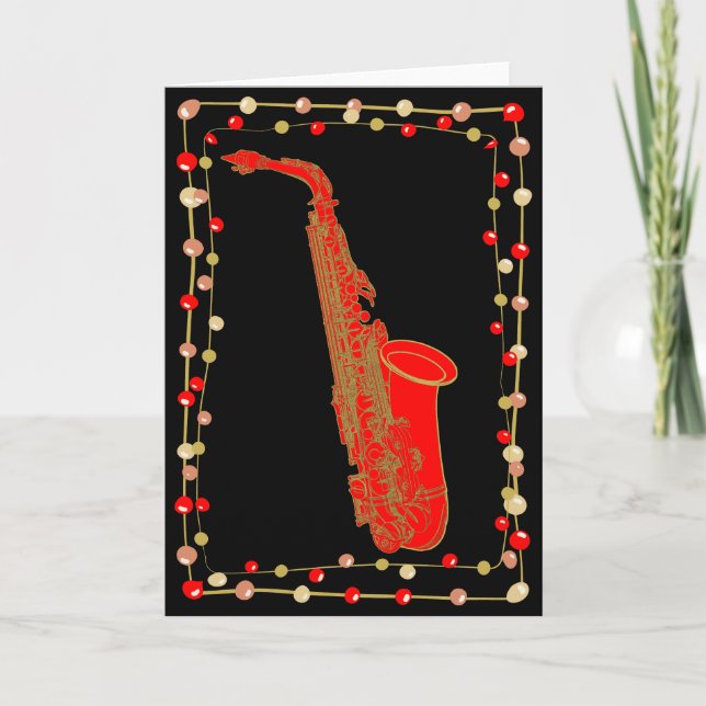Carte Saxophone de Noël (Devant)