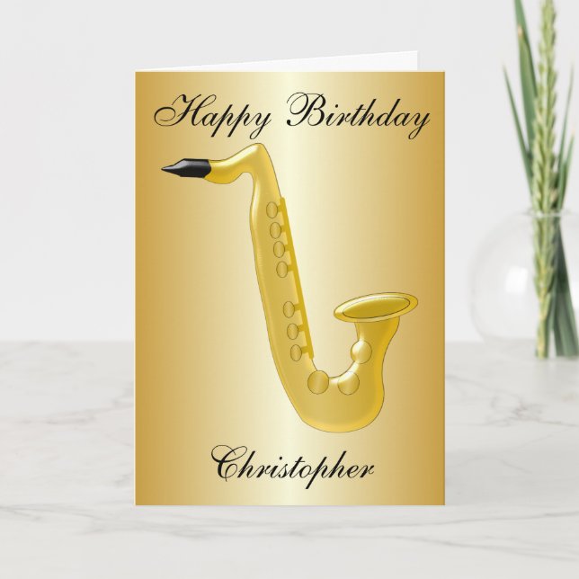 Carte Saxophone Design Personalised Birthday (Devant)