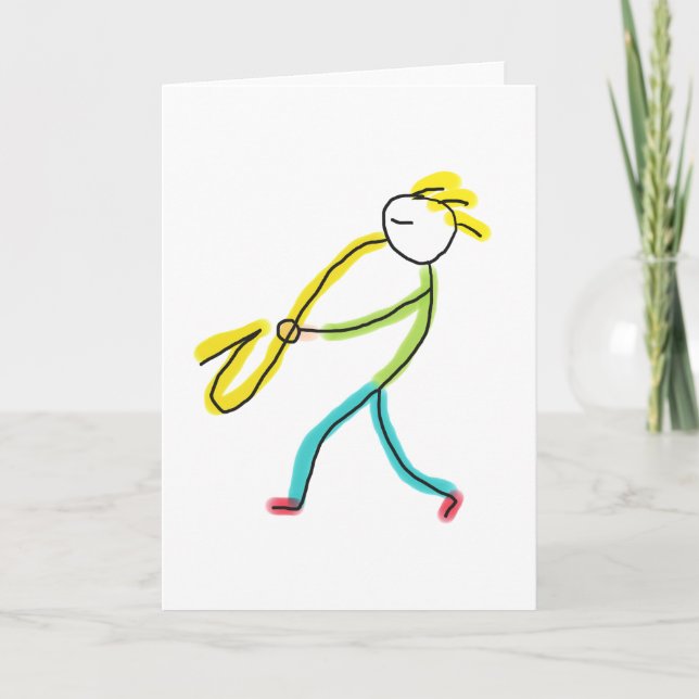 Carte Saxophoniste Stickman (Devant)