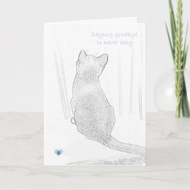 Carte "Saying goodbye is never easy" cat pet loss (Devant)