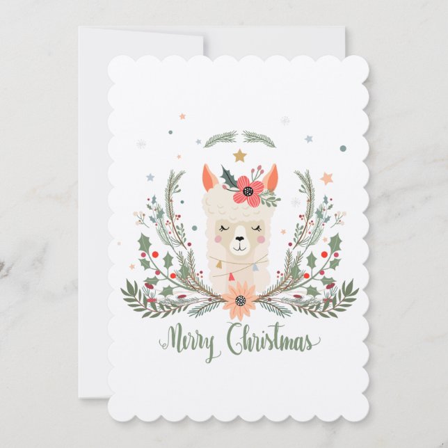 Carte scandinave de Noël Alpaca Llama (Devant)