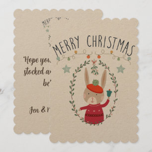 Carte Scandinave de Noël de la famille Bunny