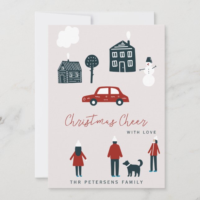 Carte Scandinave Noël paysage moderne drôle (Devant)