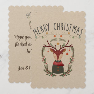 Carte scandinave Red Reindee de Noël