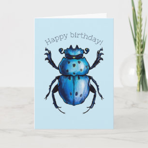 Carte Scarab Beetle Art Blue Entomology Insect Anniversa