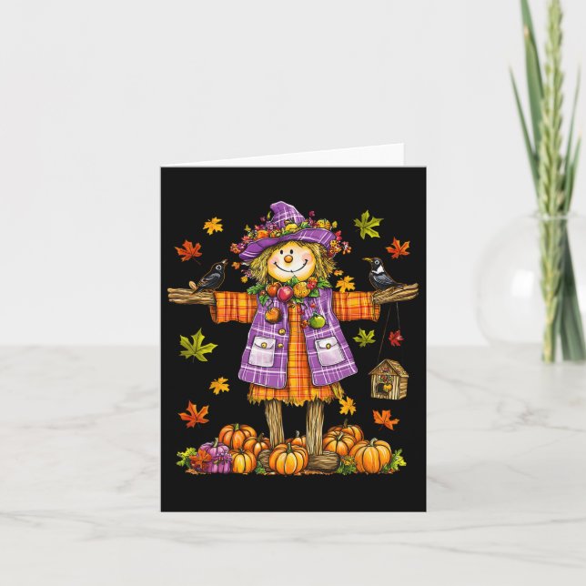 Carte Scarecrow Automne Saison Automne Citrouille Thanks (Devant)