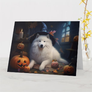 Carte Scary d'Halloween Citrouille Samoyé