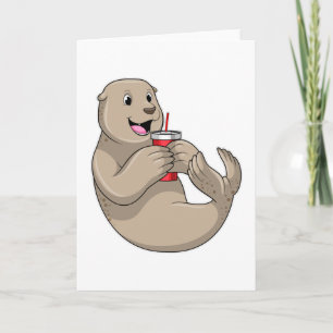 Carte Sceau avec tasse avec paille