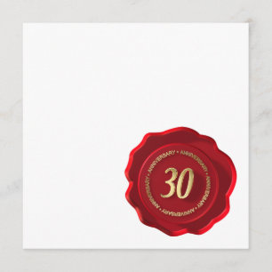Carte sceau de cire rouge 30e anniversaire