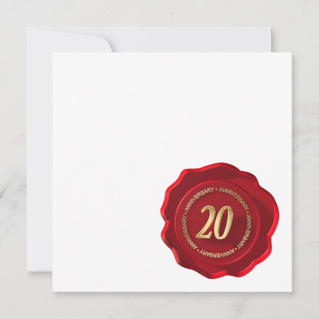 Carte sceau de cire rouge pour 20e anniversaire (Devant)