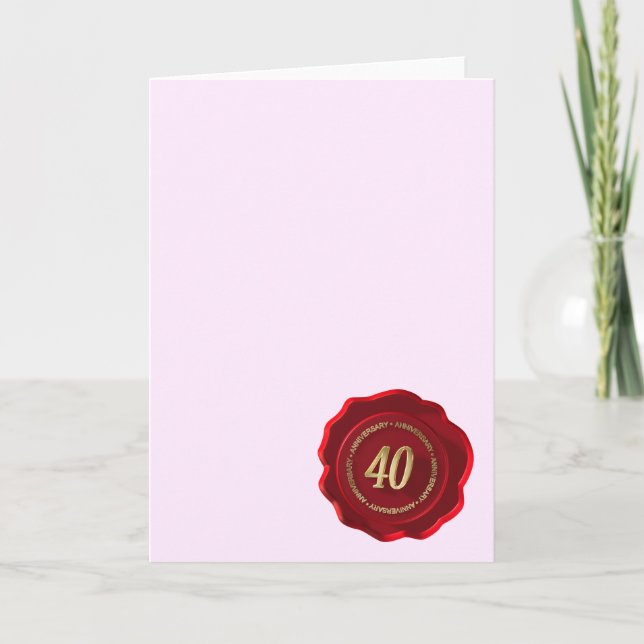 Carte sceau de cire rouge pour 40e anniversaire (Devant)