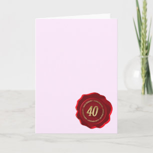Carte sceau de cire rouge pour 40e anniversaire