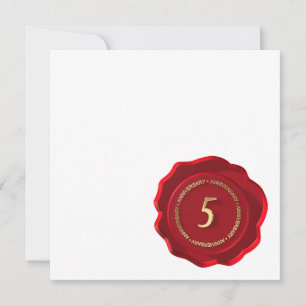 Carte scellé de cire rouge pour le 5ème anniversaire