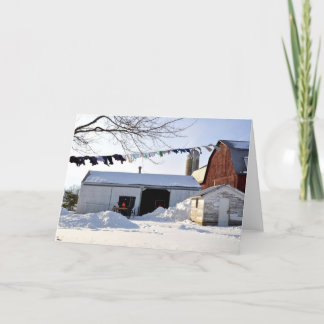 Carte Scène amish de blanchisserie d'hiver