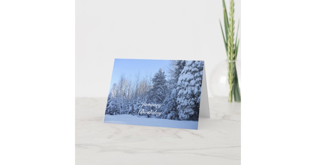 Carte Scene D Arbre D Anniversaire Hiver De Janvier Zazzle Fr